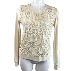 Anthropologie Akemi+Kin cream long sleeve crew neck sweater top size S